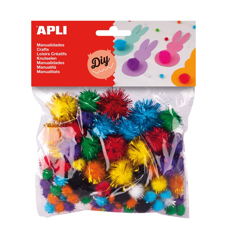 Pack 78 Pompons Glitter Apli Cores Sortidas 13062