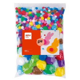 Pack 500 Pompons Apli Cores Sortidas 17448