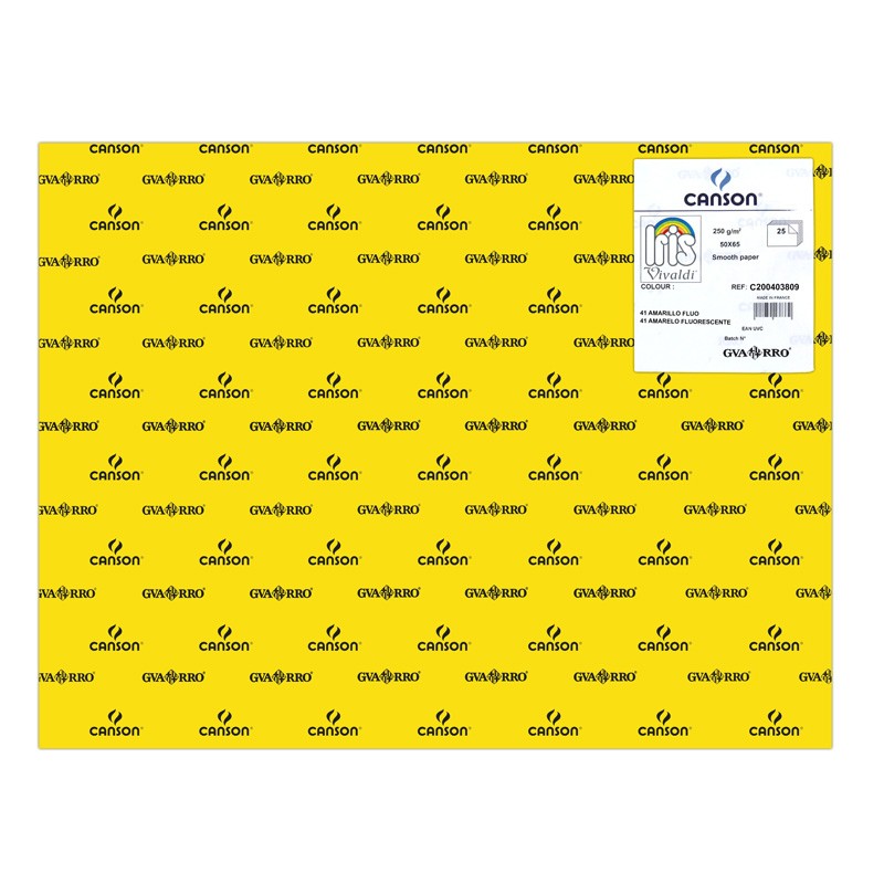 Cartolina A2 250gr Canson Íris Amarelo Fluorescente 403809 - Pack 25 unidades