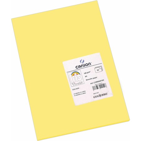 Pack 50 Cartolinas A3 Guarro Íris Canson 40182 Amarelo Limão