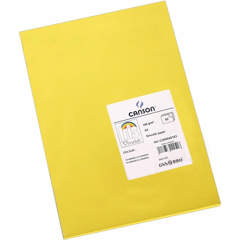 Pack 50 Cartolinas A3 Guarro Íris Canson 40183 Amarelo Canário Pack 50 Cartolinas A3 Guarro Íris Canson 40183 Amarelo Canário