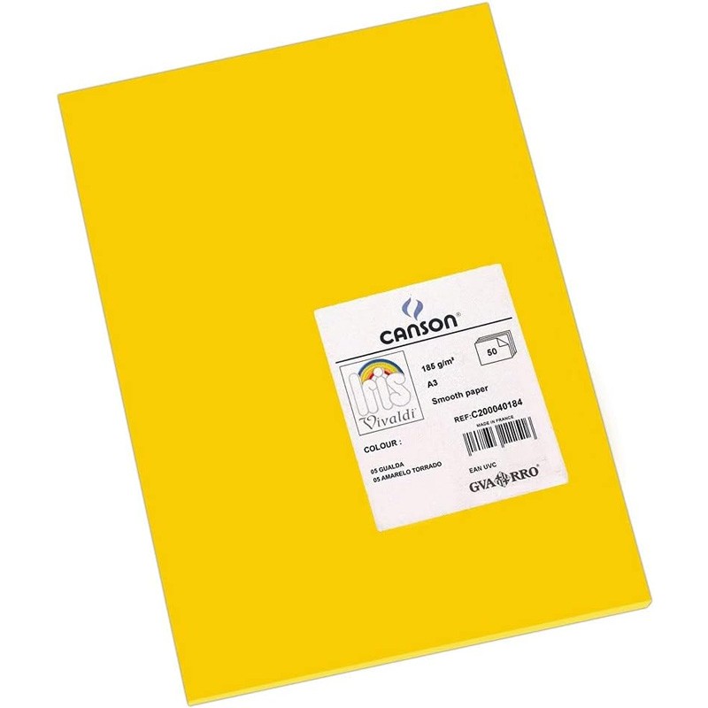 Pack 50 Cartolinas A3 Guarro Íris Canson 40184 Amarelo Gualda Pack 50 Cartolinas A3 Guarro Íris Canson 40184 Amarelo Gualda