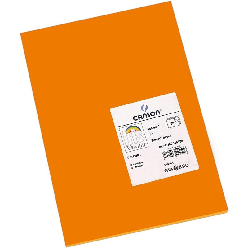 Pack 50 Cartolinas A3 Guarro Íris Canson 40188 Laranja Pack 50 Cartolinas A3 Guarro Íris Canson 40188 Laranja