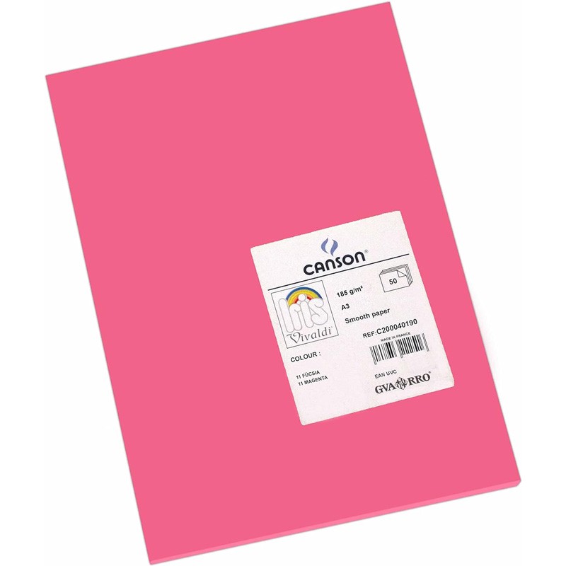 Pack 50 Cartolinas A3 Guarro Íris Canson 40190 Fuschia Pack 50 Cartolinas A3 Guarro Íris Canson 40190 Fuschia