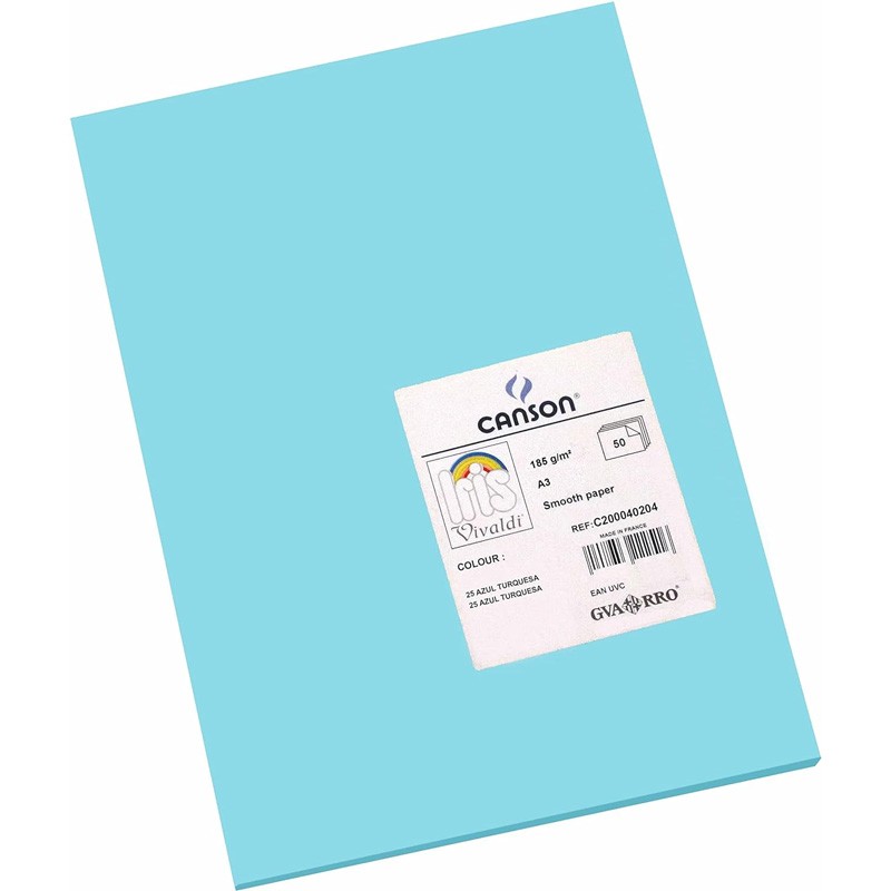 Pack 50 Cartolinas A3 Guarro Íris Canson 40204 Azul Turquesa Pack 50 Cartolinas A3 Guarro Íris Canson 40204 Azul Turquesa
