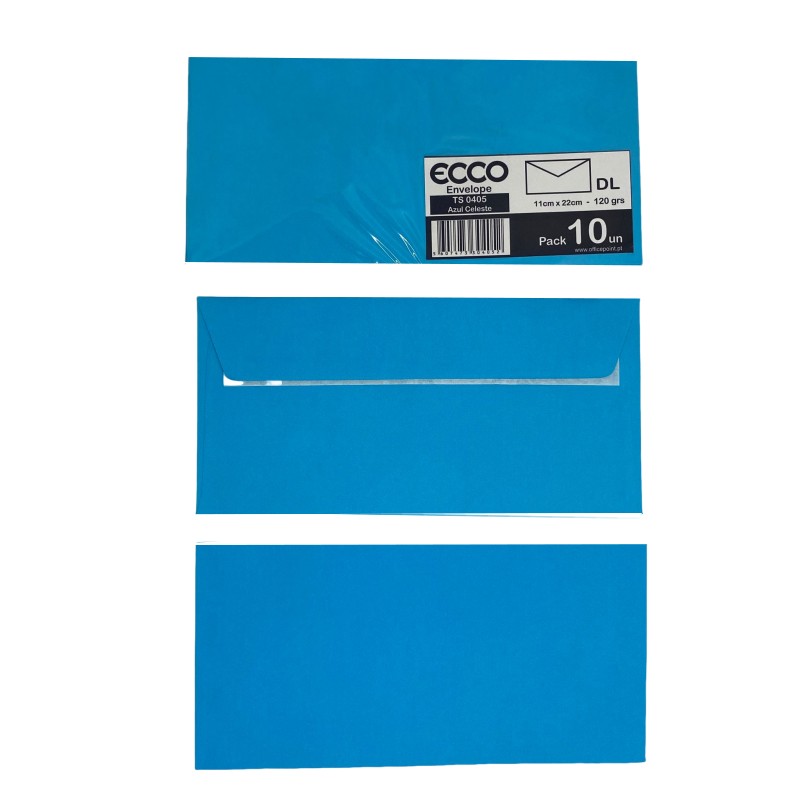 Pack 10 Envelopes DL 110x220 TS-0405 Azul Celeste Pack 10 Envelopes DL 110x220 TS-0405 Azul Celeste