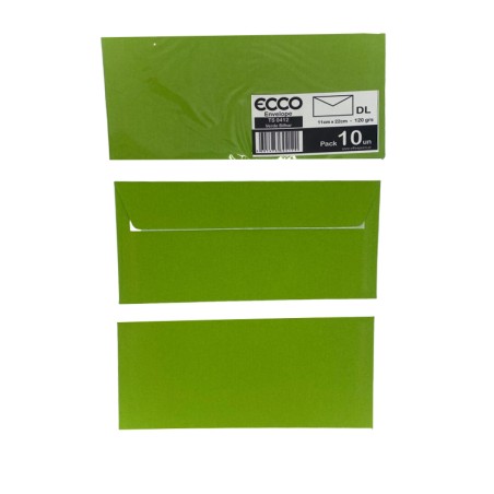 Pack 10 Envelopes DL 110x220 TS-0412 Verde Bilhar