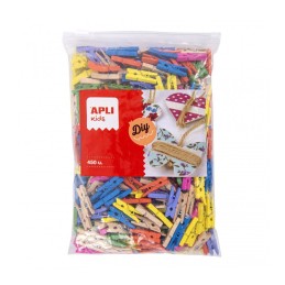 Pack 450 Mini Molas de Madeira Apli Cores Sortidas 17449