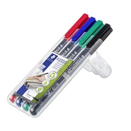 Estojo com 4 Marcadores Staedtler Lumocolor Ponta Super Fina 313-WP4