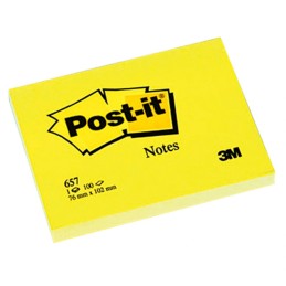 Pack 12 Blocos Adesivos Post-It 3M Amarelo 657 76x102mm