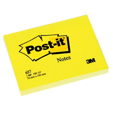 Pack 12 Blocos Adesivos Post-It 3M Amarelo 657 76x102mm