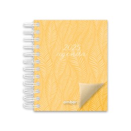 Agenda Mini Secretária Espiral A6 Ambar Look 2025 Amarela