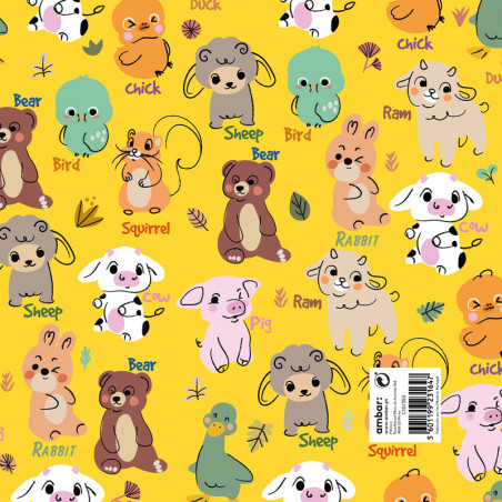 Pack 25 Fls. Papel Fantasia Criança C10/350 Little Animals