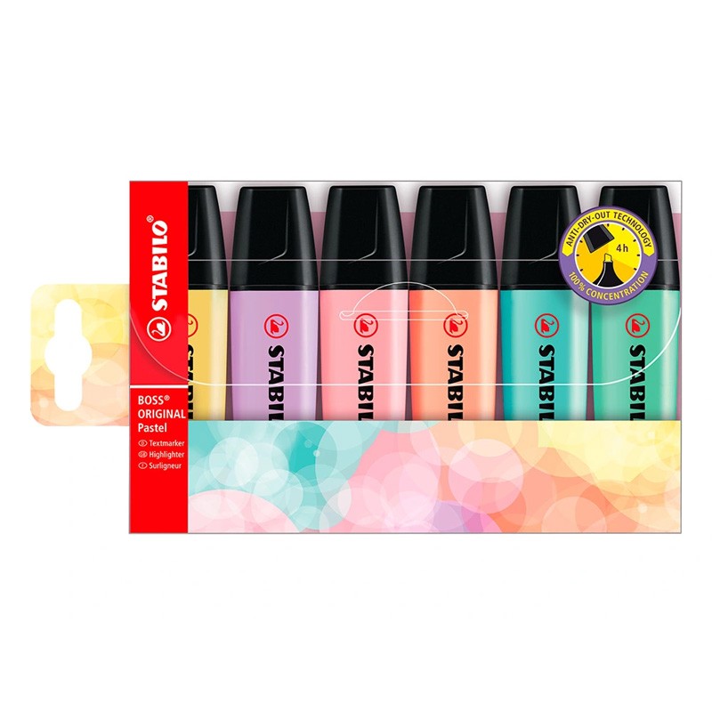Estojo 6 Marcadores Fluorescente Stabilo Boss Pastel 70/6-2 Cores Sortidas Estojo 6 Marcadores Fluorescente Stabilo Boss Pastel 70/6-2 Cores Sortidas