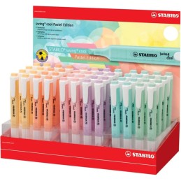 Expositor 48 Marcadores Fluorescente Stabilo Swing Cool Pastel Cores Sortidas