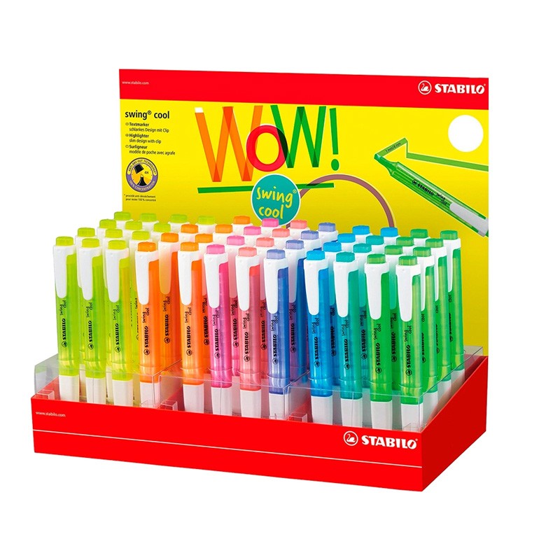 Expositor 48 Marcadores Fluorescente Stabilo Swing Cool Cores Sortidas Expositor 48 Marcadores Fluorescente Stabilo Swing Cool Cores Sortidas