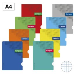 Pack 8 Cadernos Agrafados Capa Plástica Campus A4 Quadriculado