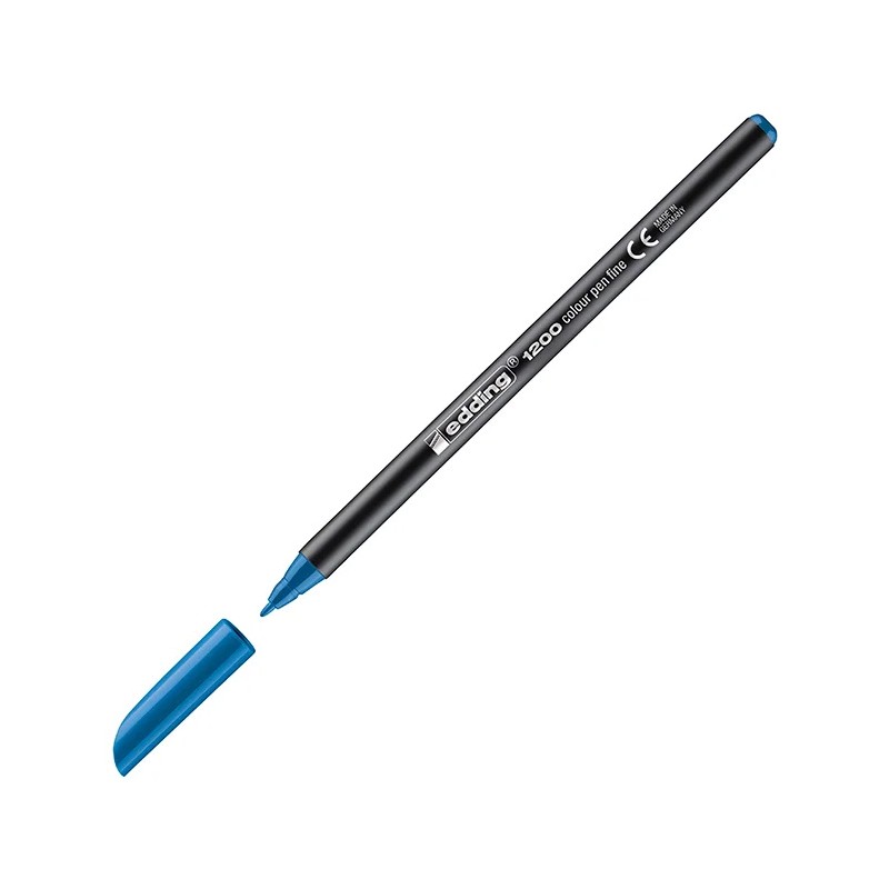 Caixa 10 Marcadores Ponta de Fibra Edding 1200 Azul Claro