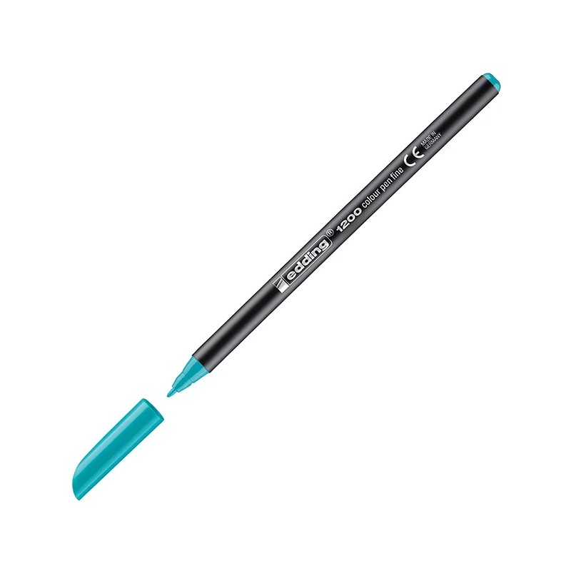 Caixa 10 Marcadores Ponta de Fibra Edding 1200 Azul Turquesa