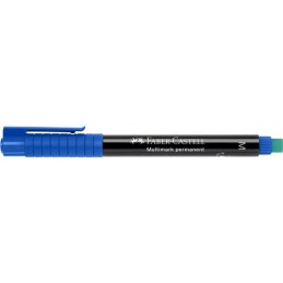Caixa 10 Marcadores Permanente Faber-Castell Ponta Média Azul