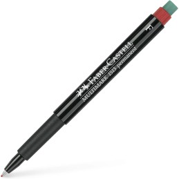Caixa 10 Marcadores Permanente Faber-Castell Ponta Fina Vermelho