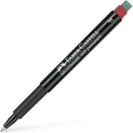 Caixa 10 Marcadores Permanente Faber-Castell Ponta Fina Vermelho