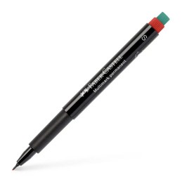 Caixa 10 Marcadores Permanente Faber-Castell Ponta Super Fina Vermelho