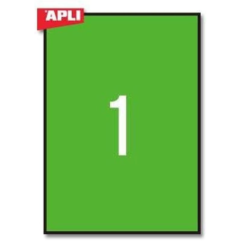 Etiquetas Fluorescentes Apli A4 02881 Verde Etiquetas Fluorescentes Apli A4 02881 Verde