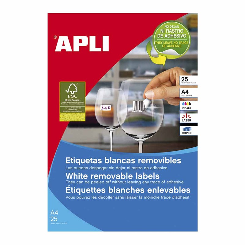 Etiquetas Brancas Removíveis Apli Joalharia 45x8mm 10314