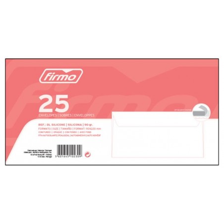 Pack 25 Envelopes DL 110x220mm Silicone Branco