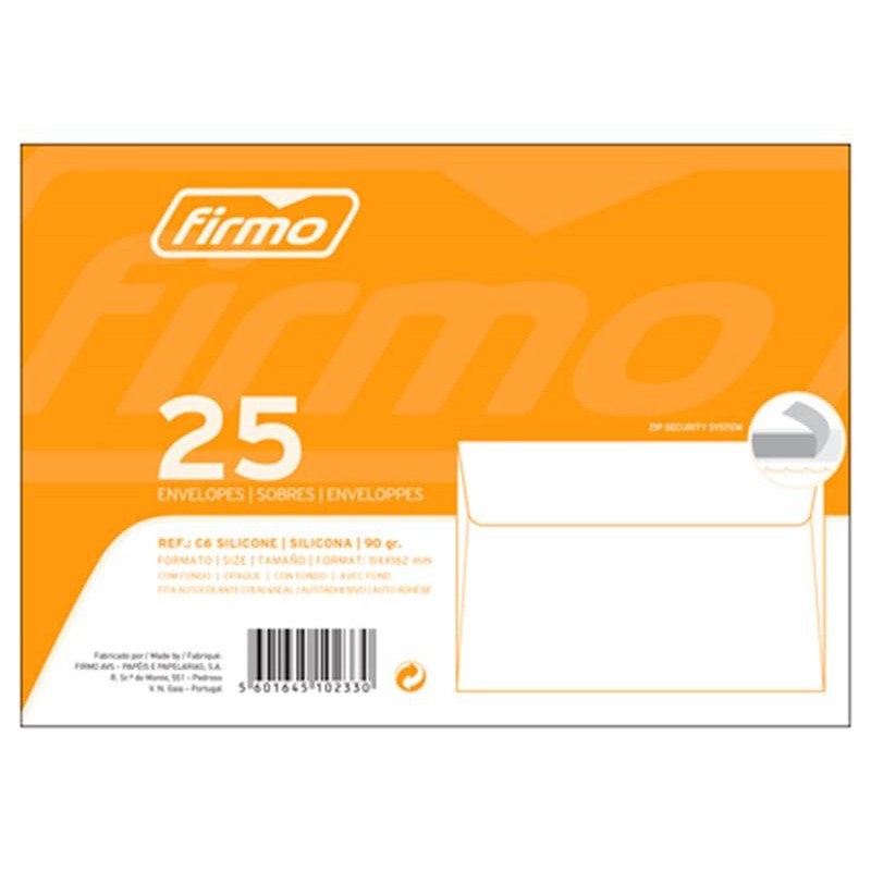 Pack 25 Envelopes C6 114x162mm Silicone Branco