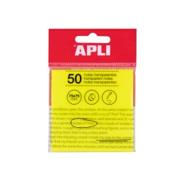 Notas adesivas transparentes Apli 75x75mm Amarelo
