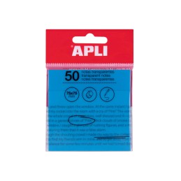 Notas adesivas transparentes Apli 75x75mm Azul
