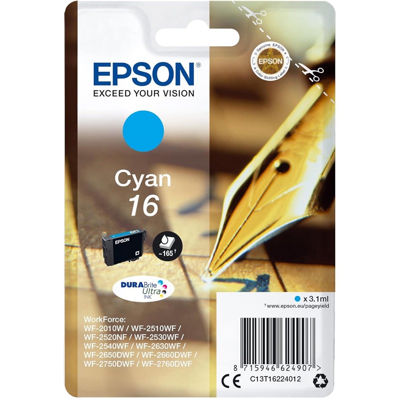 Tinteiro Epson 16 Azul C13T16224010 3,1ml