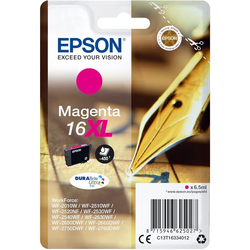 Tinteiro Epson 16XL Magenta C13T16334010 6,5ml Tinteiro Epson 16XL Magenta C13T16334010 6,5ml