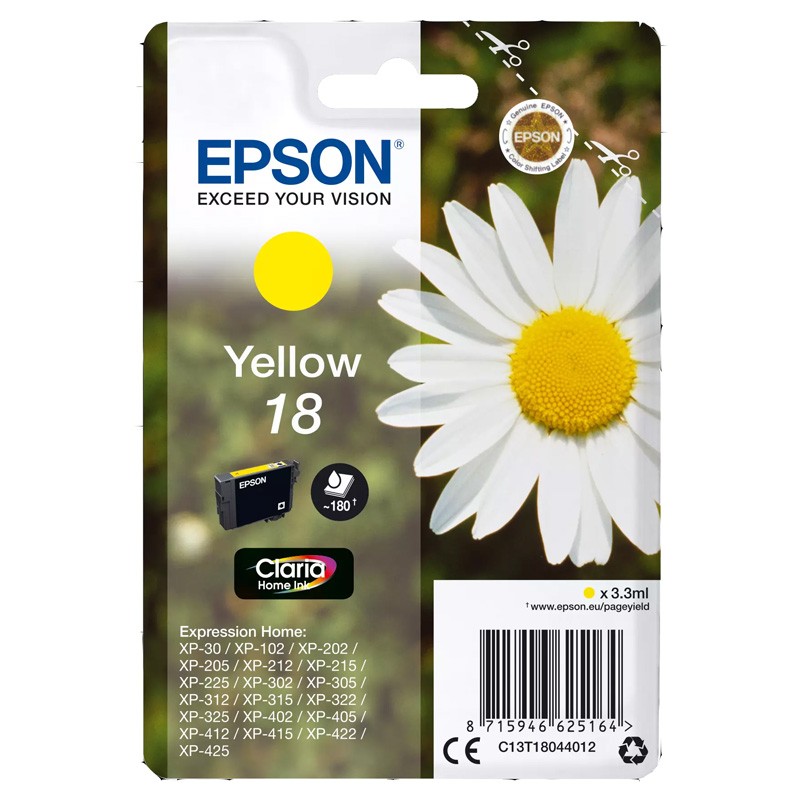 Tinteiro Epson 18 Amarelo C13T18044010 3,3ml Tinteiro Epson 18 Amarelo C13T18044010 3,3ml