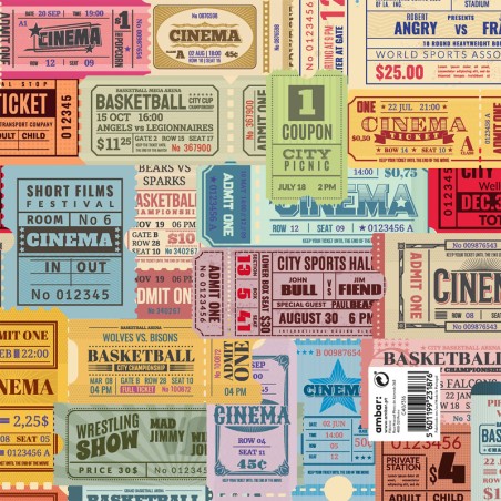 Pack 25 Fls. Papel Fantasia Clássico C40/316 Vintage Tickets