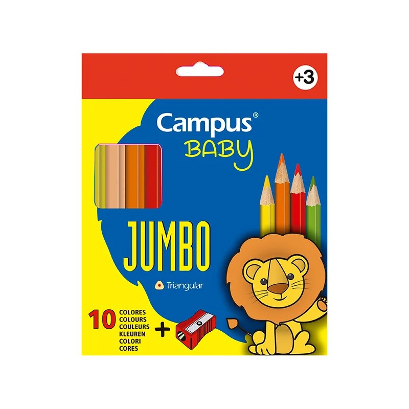 Lápis de Cores Campus Baby – 10 Cores + Apara-lápis