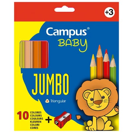 Lápis de Cores Campus Baby – 10 Cores + Apara-lápis