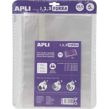 Forra Livros Ajustável A4 Apli 29,5cm - Pack 5 unidades