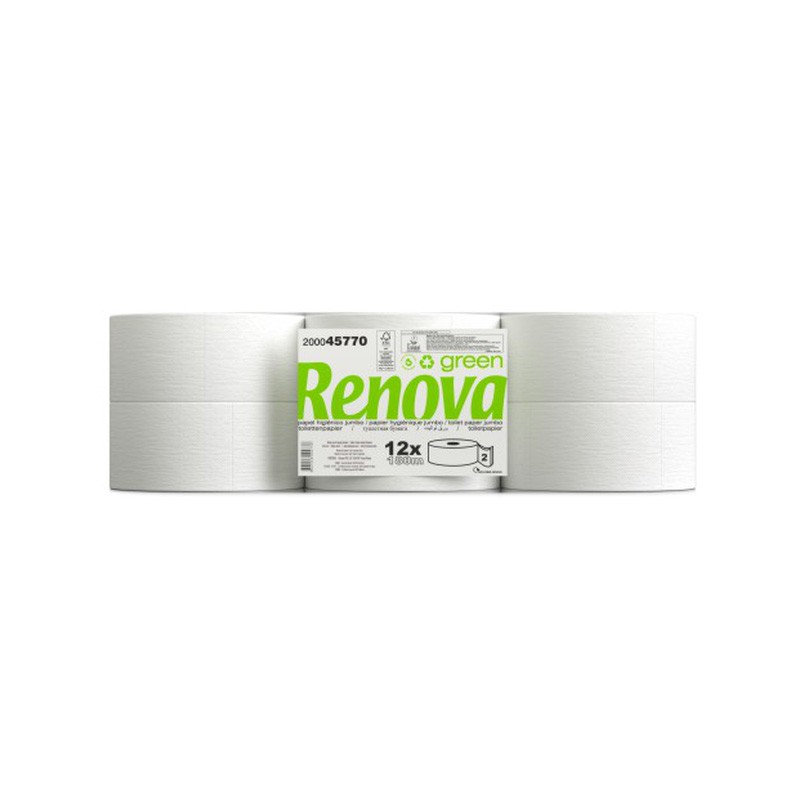 Papel Higiénico Jumbo Renova Green 75mts 2Fls - Pack 12 rolos Papel Higiénico Jumbo Renova Green 75mts 2Fls - Pack 12 rolos