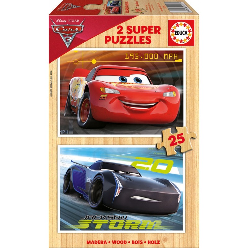 Puzzle de Madeira 2x25 Peças Educa Cars 3 17173 Puzzle de Madeira 2x25 Peças Educa Cars 3 17173