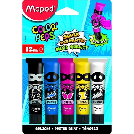 Guache Maped 12 ml Cores Sortidas 841540 - Blister 5 tubos