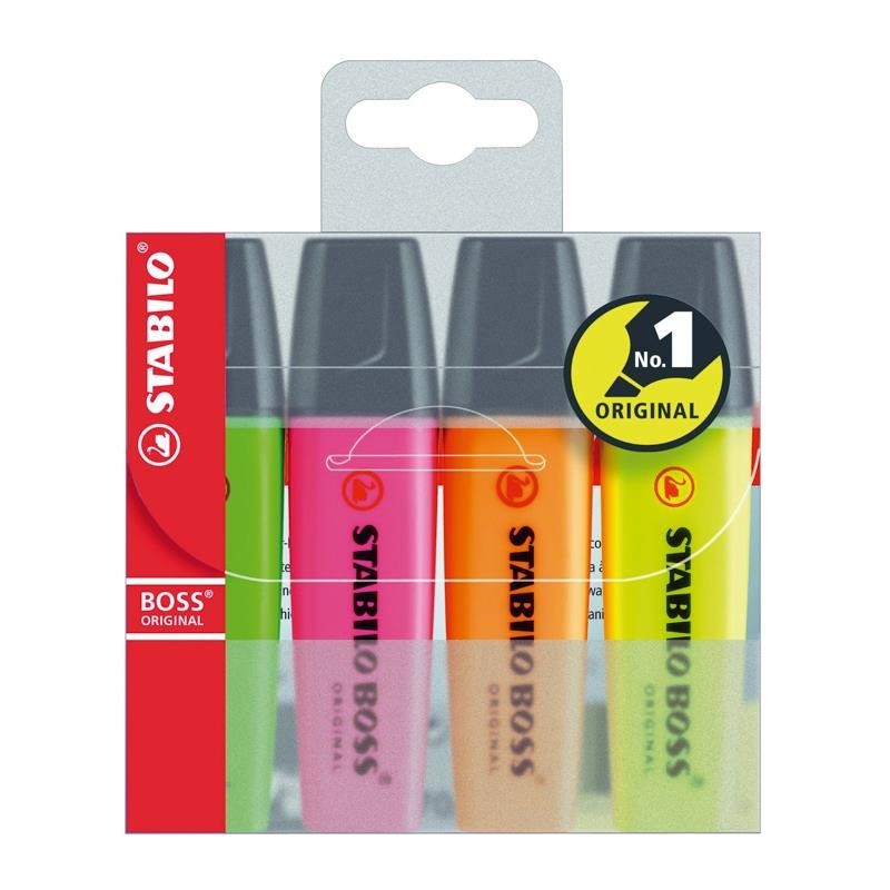 Estojo 4 Marcadores Fluorescente Stabilo Boss 70/4 Cores Sortidas