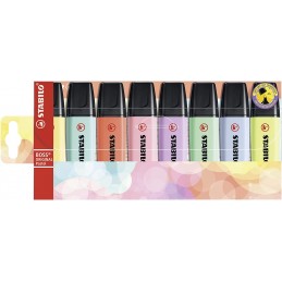 Estojo 8 Marcadores Fluorescente Stabilo Boss Pastel 70/8-3 Cores Sortidos