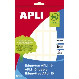 Pack 10Fls. Etiquetas Adesivas Brancas APLI 1638 13x50mm