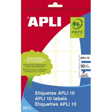 Pack 10Fls. Etiquetas Adesivas Brancas APLI 1644 22x32mm