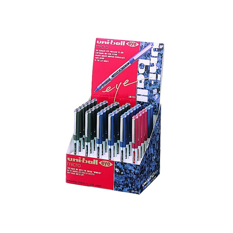 Expositor c/36 Marcadores Roller Uniball Micro UB-150 Cores Sortidas