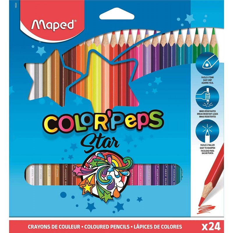 Lápis de Cor Maped Star 183224 - Caixa 24 unidades Lápis de Cor Maped Star 183224 - Caixa 24 unidades