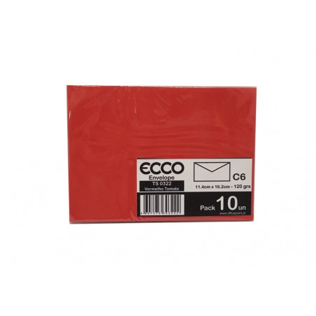 Pack 10 Envelopes C6 114x162 TS-0322 Vermelho